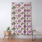 Festive Quilted Starburst Pattern - Vibrant Holiday Design Window Curtain Gallery Image 5