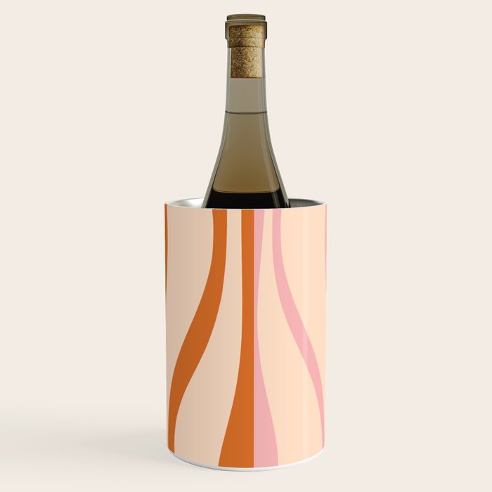 Mid Century Modern Retro Lounge Striped Ogee Pattern Orange Pink Cream Wine Chiller Gallery Image 3