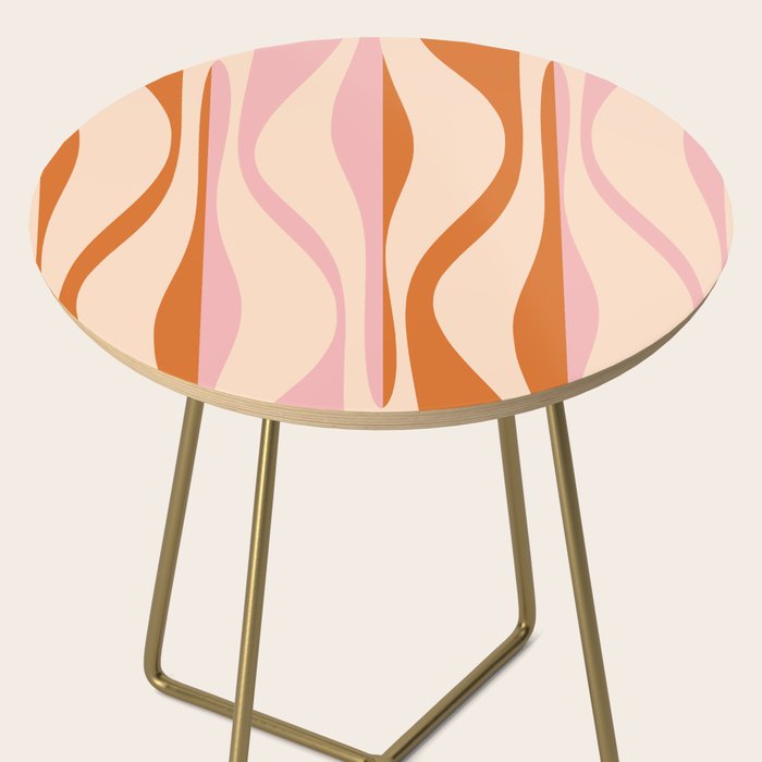 Mid Century Modern Retro Lounge Striped Ogee Pattern Orange Pink Cream Side Table Gallery Image 2