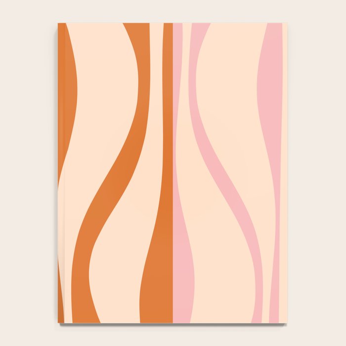 Mid Century Modern Retro Lounge Striped Ogee Pattern Orange Pink Cream Notebook Gallery Image 4