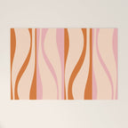 Mid Century Modern Retro Lounge Striped Ogee Pattern Orange Pink Cream Welcome Mat Gallery Image 1