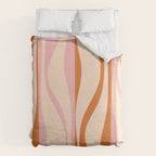 Mid Century Modern Retro Lounge Striped Ogee Pattern Orange Pink Cream Duvet Cover Gallery Image 6