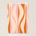 Mid Century Modern Retro Lounge Striped Ogee Pattern Orange Pink Cream Stationery Card Gallery Image 2