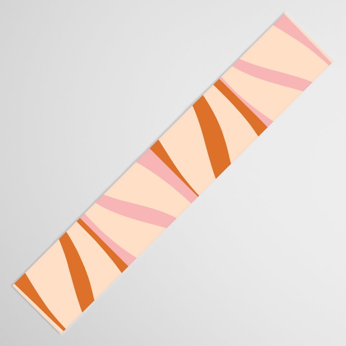 Mid Century Modern Retro Lounge Striped Ogee Pattern Orange Pink Cream Table Runner Gallery Image 3