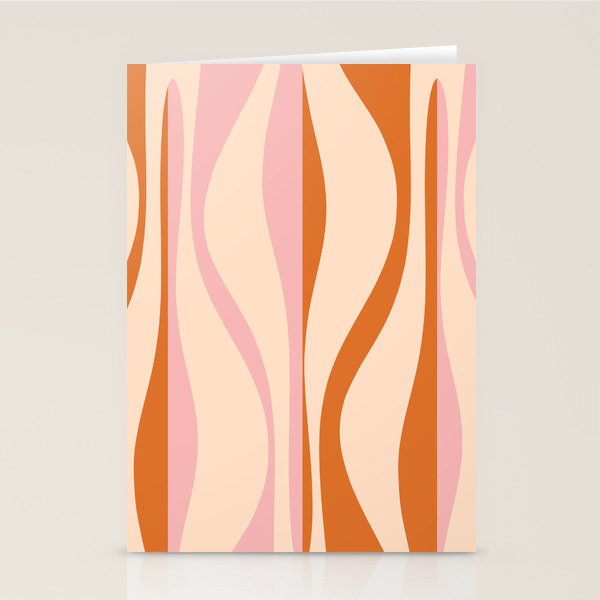 Mid Century Modern Retro Lounge Striped Ogee Pattern Orange Pink Cream Stationery Card Gallery Image 1