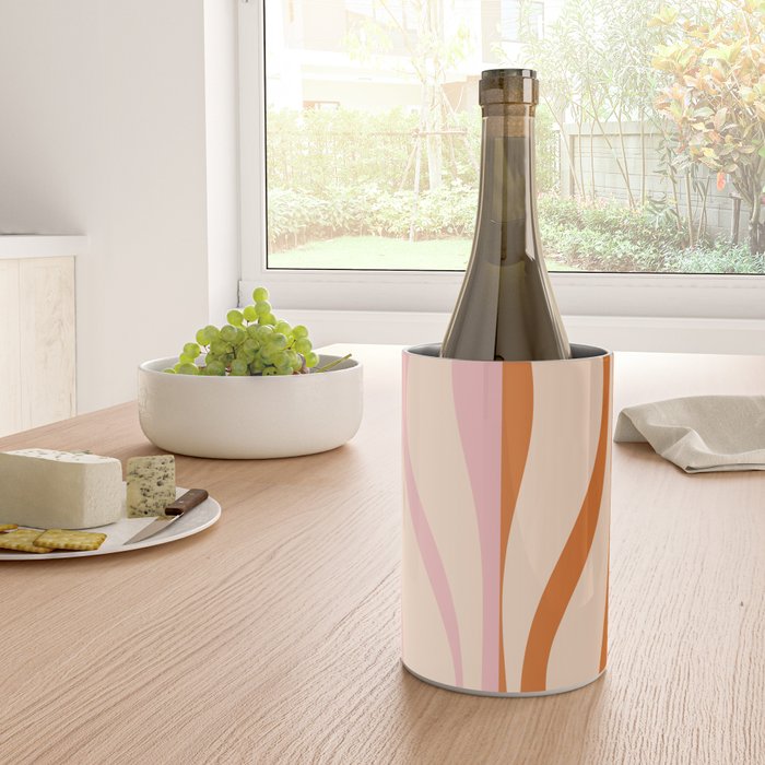 Mid Century Modern Retro Lounge Striped Ogee Pattern Orange Pink Cream Wine Chiller Gallery Image 4