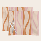Mid Century Modern Retro Lounge Striped Ogee Pattern Orange Pink Cream Placemat Gallery Image 1