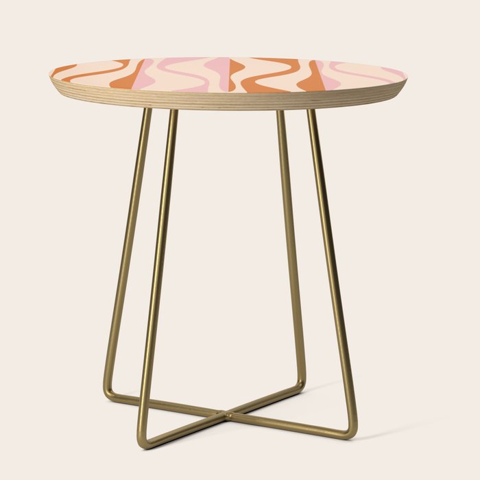 Mid Century Modern Retro Lounge Striped Ogee Pattern Orange Pink Cream Side Table Gallery Image 1