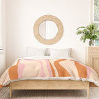 Mid Century Modern Retro Lounge Striped Ogee Pattern Orange Pink Cream Duvet Cover Gallery Image 3