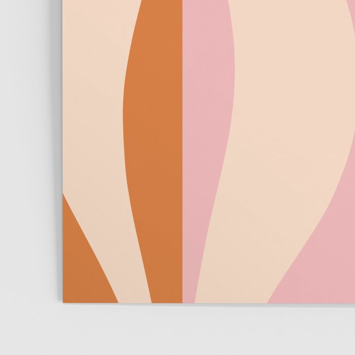 Mid Century Modern Retro Lounge Striped Ogee Pattern Orange Pink Cream Poster Gallery Image 3