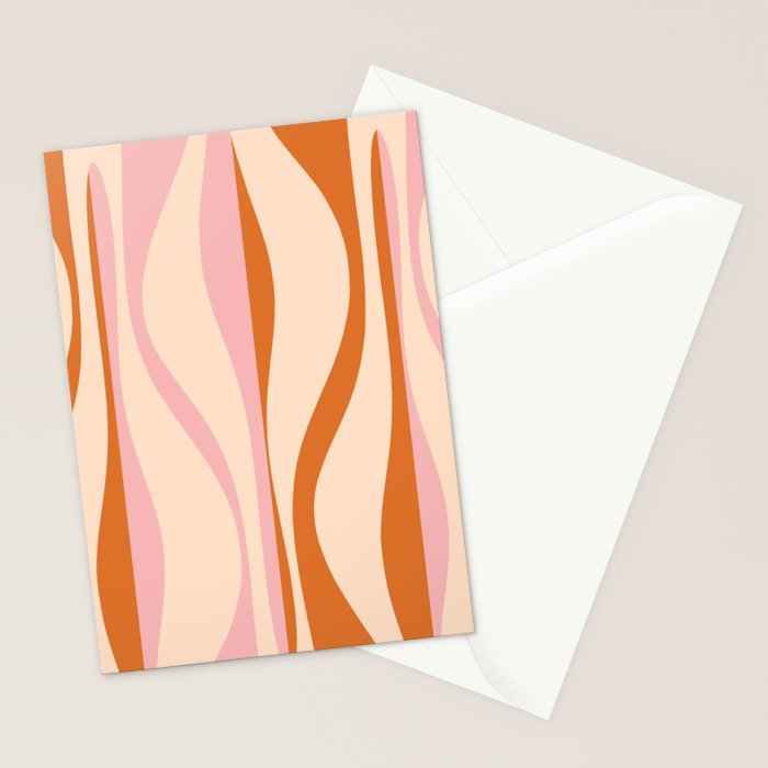 Mid Century Modern Retro Lounge Striped Ogee Pattern Orange Pink Cream Stationery Card Gallery Image 2