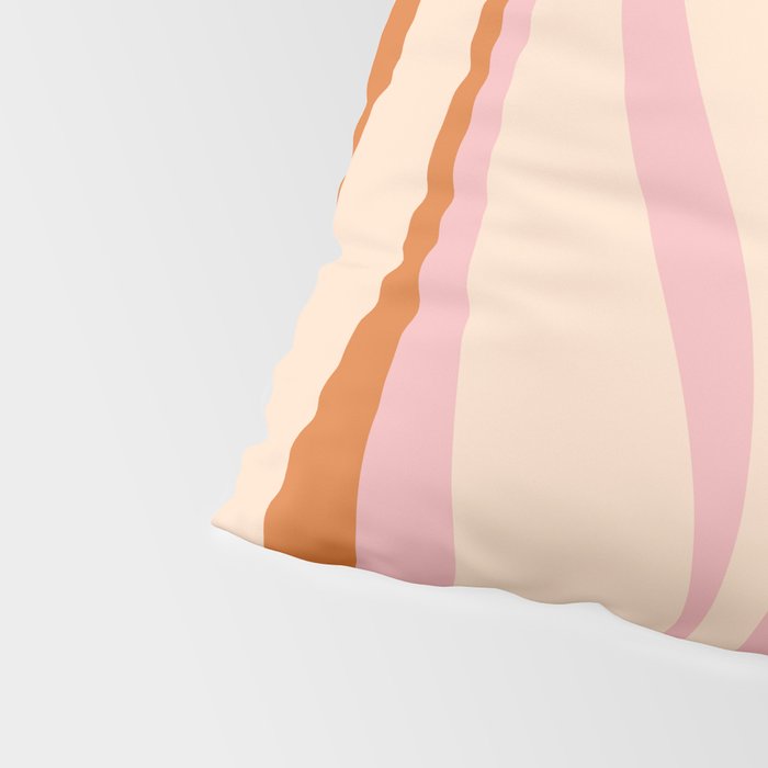 Mid Century Modern Retro Lounge Striped Ogee Pattern Orange Pink Cream Pillow Sham Gallery Image 4