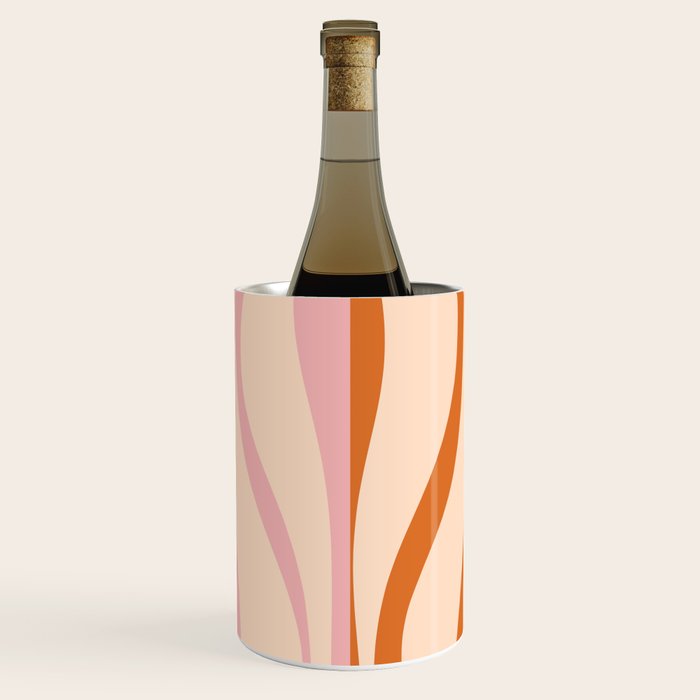 Mid Century Modern Retro Lounge Striped Ogee Pattern Orange Pink Cream Wine Chiller Gallery Image 1