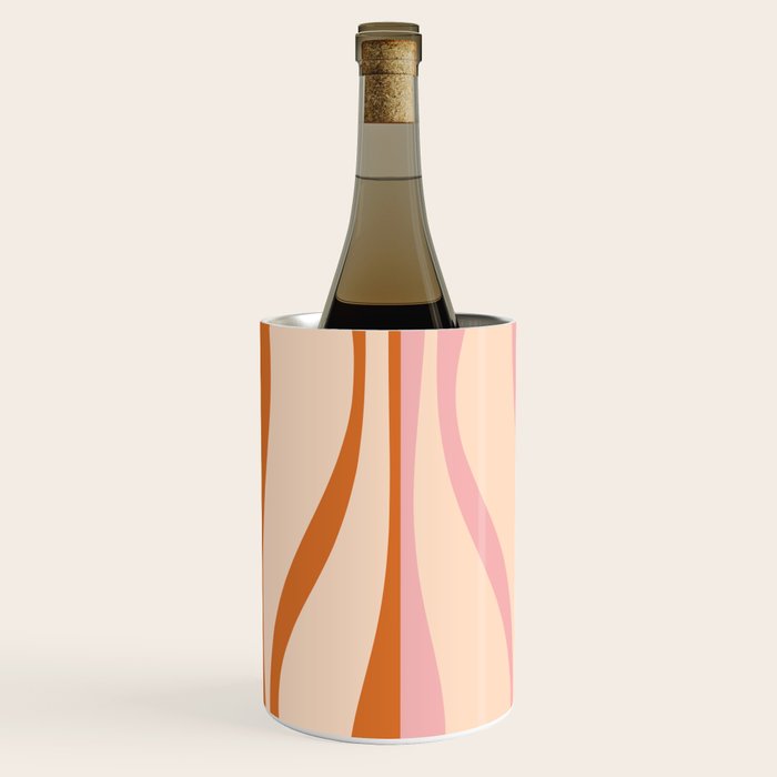 Mid Century Modern Retro Lounge Striped Ogee Pattern Orange Pink Cream Wine Chiller Gallery Image 2
