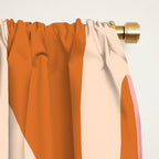 Mid Century Modern Retro Lounge Striped Ogee Pattern Orange Pink Cream Window Curtain Gallery Image 2