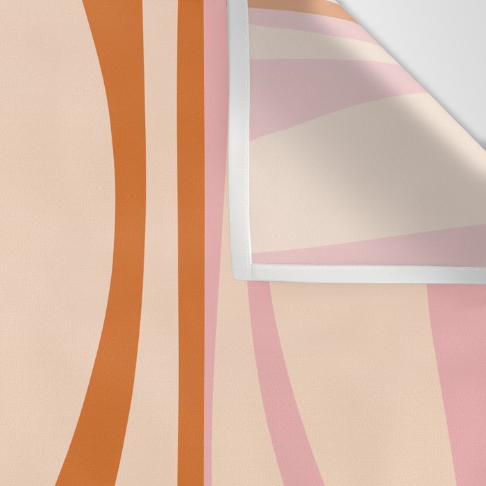 Mid Century Modern Retro Lounge Striped Ogee Pattern Orange Pink Cream Wall Tapestry Gallery Image 3