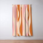 Mid Century Modern Retro Lounge Striped Ogee Pattern Orange Pink Cream Window Curtain Gallery Image 3