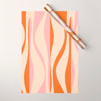 Mid Century Modern Retro Lounge Striped Ogee Pattern Orange Pink Cream Wrapping Paper Gallery Image 1