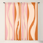 Mid Century Modern Retro Lounge Striped Ogee Pattern Orange Pink Cream Window Curtain Gallery Image 5