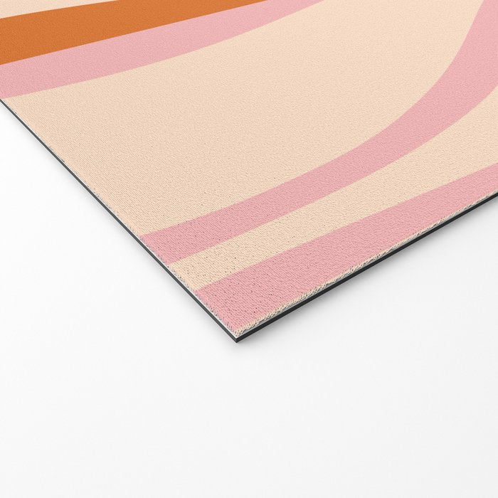 Mid Century Modern Retro Lounge Striped Ogee Pattern Orange Pink Cream Welcome Mat Gallery Image 2