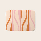 Mid Century Modern Retro Lounge Striped Ogee Pattern Orange Pink Cream Bath Mat Gallery Image 1