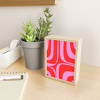 Preppy Pink and Red Retro Groove Abstract Pattern Mini Art Print Gallery Image 2