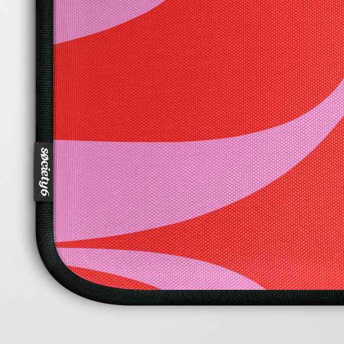 Preppy Pink and Red Retro Groove Abstract Pattern Laptop Sleeve Gallery Image 3