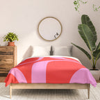 Preppy Pink and Red Retro Groove Abstract Pattern Comforter Gallery Image 3