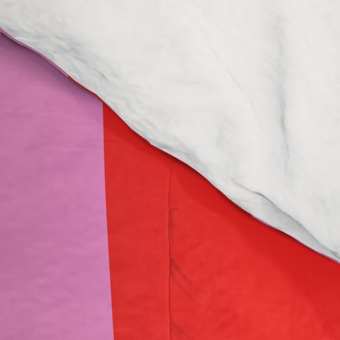 Preppy Pink and Red Retro Groove Abstract Pattern Comforter Gallery Image 4