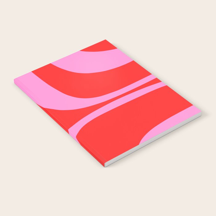 Preppy Pink and Red Retro Groove Abstract Pattern Notebook Gallery Image 2