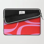 Preppy Pink and Red Retro Groove Abstract Pattern Laptop Sleeve Gallery Image 2