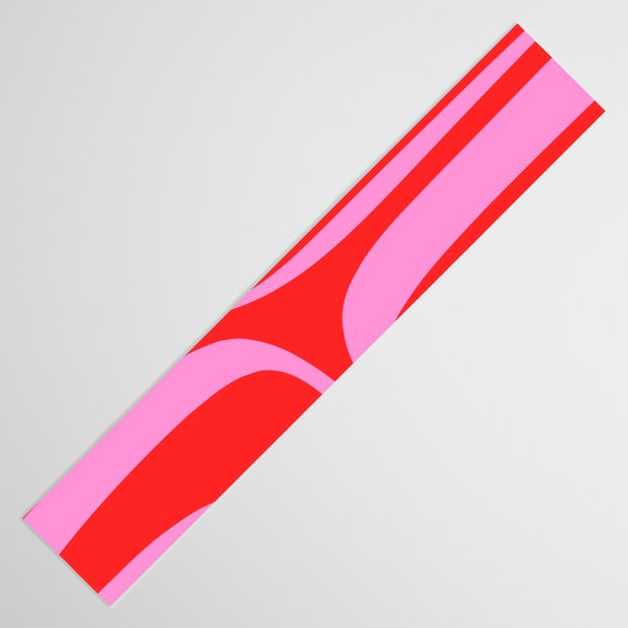 Preppy Pink and Red Retro Groove Abstract Pattern Table Runner Gallery Image 3