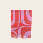 Preppy Pink and Red Retro Groove Abstract Pattern Wall Hanging Gallery Image 1