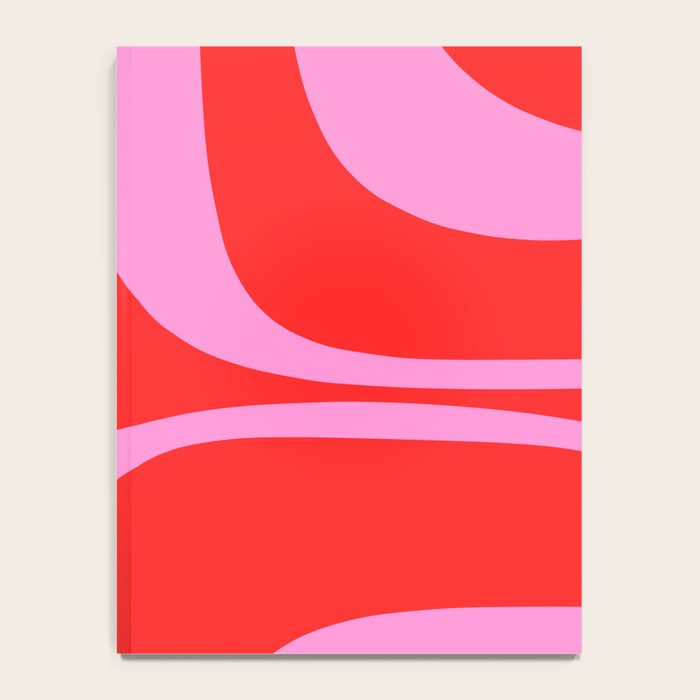 Preppy Pink and Red Retro Groove Abstract Pattern Notebook Gallery Image 4