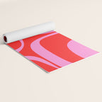 Preppy Pink and Red Retro Groove Abstract Pattern Yoga Mat Gallery Image 2