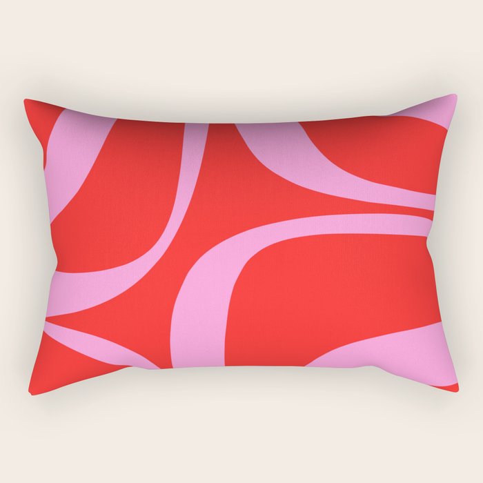 Preppy Pink and Red Retro Groove Abstract Pattern Rectangular Pillow Gallery Image 1