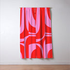 Preppy Pink and Red Retro Groove Abstract Pattern Window Curtain Gallery Image 3