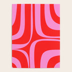 Preppy Pink and Red Retro Groove Abstract Pattern Poster Gallery Image 4