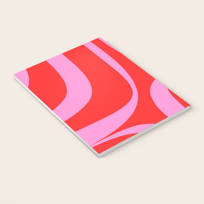 Preppy Pink and Red Retro Groove Abstract Pattern Notebook Gallery Image 3