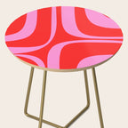 Preppy Pink and Red Retro Groove Abstract Pattern Side Table Gallery Image 2
