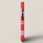 Preppy Pink and Red Retro Groove Abstract Pattern iPhone Case Gallery Image 2