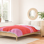 Preppy Pink and Red Retro Groove Abstract Pattern Duvet Cover Gallery Image 2