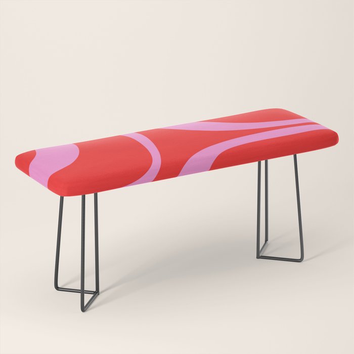 Preppy Pink and Red Retro Groove Abstract Pattern Bench Gallery Image 1