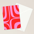 Preppy Pink and Red Retro Groove Abstract Pattern Stationery Card Gallery Image 2