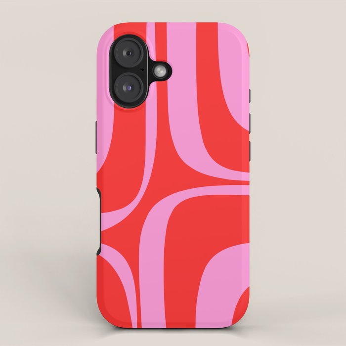 Preppy Pink and Red Retro Groove Abstract Pattern iPhone Case Gallery Image 1