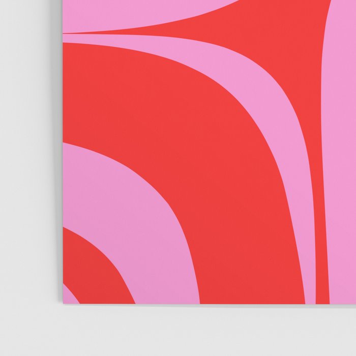 Preppy Pink and Red Retro Groove Abstract Pattern Poster Gallery Image 3