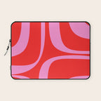 Preppy Pink and Red Retro Groove Abstract Pattern Laptop Sleeve Gallery Image 1
