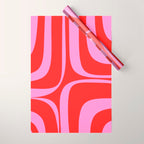 Preppy Pink and Red Retro Groove Abstract Pattern Wrapping Paper Gallery Image 1