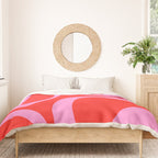 Preppy Pink and Red Retro Groove Abstract Pattern Duvet Cover Gallery Image 3