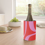 Preppy Pink and Red Retro Groove Abstract Pattern Wine Chiller Gallery Image 4